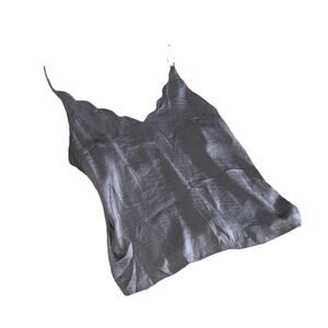 Topshop Gray Satin Cami Sz 4 Small Scalloped V Neck Tank Top Satin Blouse